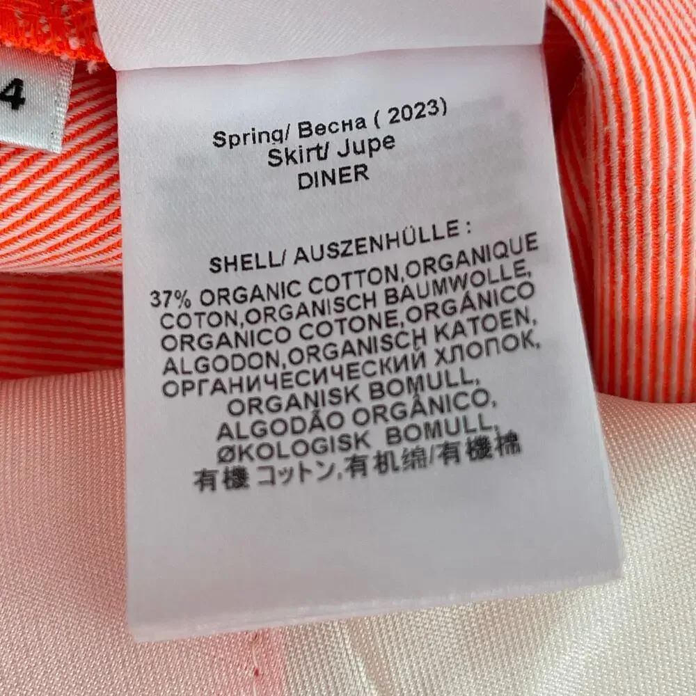 ESSENTIEL ANTWERP x ANTHROPOLOGIE Skirt SZ 2 Diner Flared Bottom Slit Orange NWT